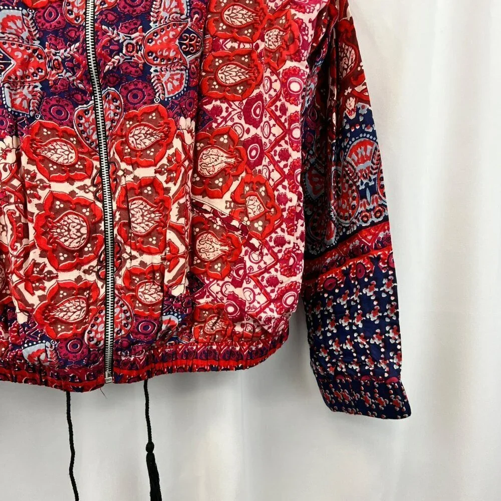 Angie Women’s Paisley Jacket Full Zip Red/Multi Size Large